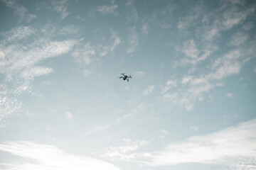 Drone flying against the sky