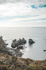 Landscape of a rocky cliff to the sea