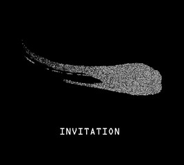 Fototapeta premium Silver stain isolated on black background. Abstract design element for inscription, banner, card, invitation, postcard, poster.