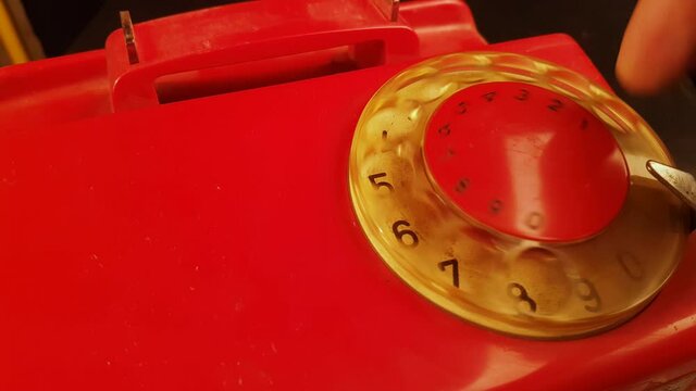 Emergency 911 Call From Vintage Landline Rotary Telephone From 1980's, Close Up