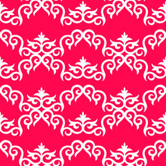 Decorative seamless pattern with ethnic element. Kyrgyz and Kazakh, Uzbek, Tatar, Yakut ornaments. Texture for background, wallpaper, holiday, fabrics, gift wrapping, home textile. Border. Vector.	