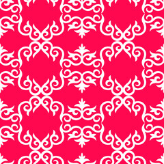 Decorative seamless pattern with ethnic element. Kyrgyz and Kazakh, Uzbek, Tatar, Yakut ornaments. Texture for background, wallpaper, holiday, fabrics, gift wrapping, home textile. Border. Vector.	