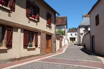 streets and houses in saint-fargeau in burgundy (france) 