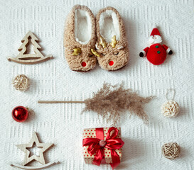 christmas decoration on wooden background