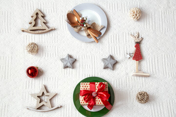 christmas decoration on wooden background