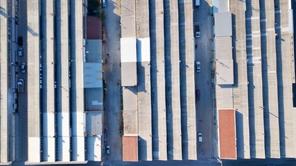 Obraz premium Aerial view of small and medium sized organized industrial zone. 