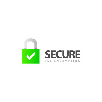 Secured ssl protected logo icon design isolated on white background