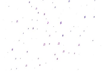 Light Purple vector template with musical symbols.