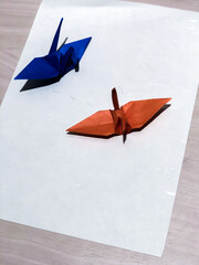Arts paper crane with copy space.