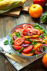 Fresh Tomato salad, with flax seeds 