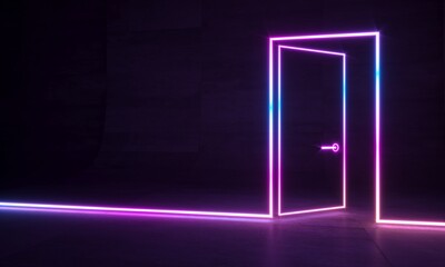 Abstract neon shapes hologram led laser door