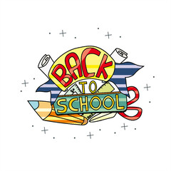 Back to school - colorful typographic design template editable vector