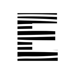 Letter E - striped mottled font - isolated, vector