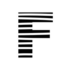 Letter F - striped mottled font - isolated, vector
