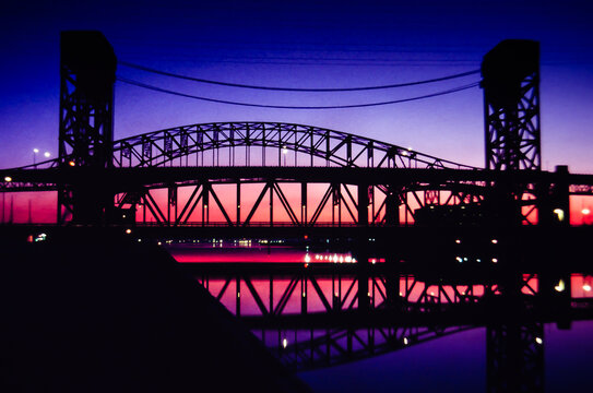 Hamilton Harbour Lift Bridge At Twilight