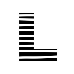 Letter L - striped mottled font - isolated, vector