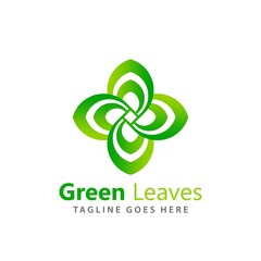 Abstract Green Leaves Logos Design Vector Illustration Template