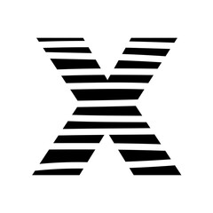Letter X - striped mottled font - isolated, vector