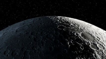 realistic moon in space, craters of the moon, moon, moon with copy-space 3d render © Aleksandr