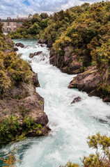 Aratiatia Rapids with running water after opening the gates of dammed Waikato River