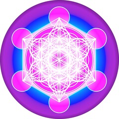 Sacred Geometry - Metatron's Cube - Purple pattern, Vector Illustration	
