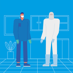 Obraz premium professional male doctors wearing medical masks