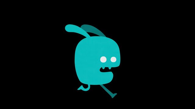 Cartoon funny animation gif character on isolated background. Monster Bunny art
