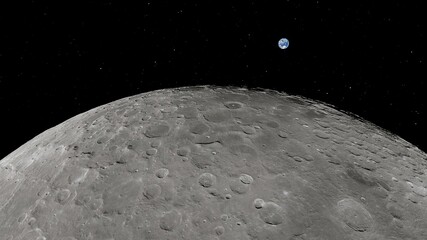realistic moon in space, craters of the moon, moon, moon with copy-space 3d render © Aleksandr