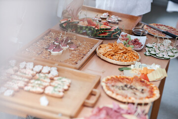 A tray of food on a table