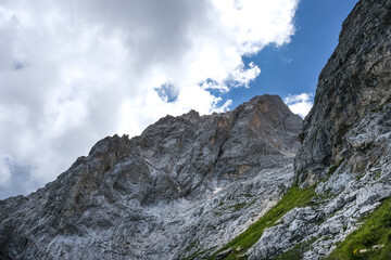 Fototapeta na wymiar rocky wall of the corno grande in the mountain area of the gran sasso d'italia