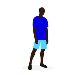 Black male character in summer clothes on a white background