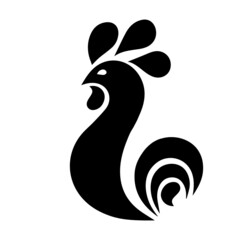 Rooster. Cock. Abstract rooster logo, cock icon. Red fire rooster as symbol of new year 2017 in Chinese calendar. Vector illustration of rooster, cock, design element for new year