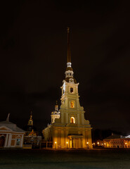 Fototapeta na wymiar Peter and Paul Cathedral in St. Petersburg at night