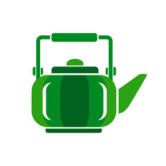 Teapot steel vector icon flat style. Pink kettle on isolated background. Warm comfort in your home. Start of the morning