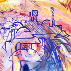 Obraz premium Colorful Artistic Abstract Aquarelle Poster.