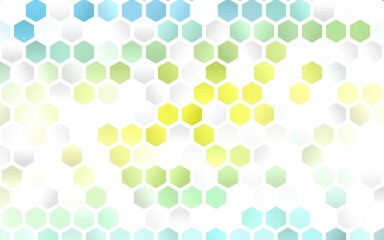 Light Green, Yellow vector cover with set of hexagons. White background with colorful hexagons. New design for website's poster, banner.