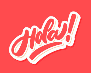 Hola. Vector hand drawn lettering banner. © Alex Gorka