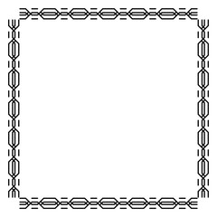 Variants of the braided pigtail pattern are made on grid cells on a white background. Knitted pigtail pattern, makes squares, circles and other geometric shapes.