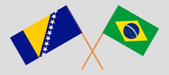 Crossed flags of Bosnia and Herzegovina and Brazil