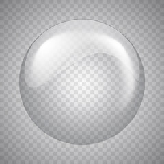 Glass sphere on transparent background. Bubble. Vector illustration.