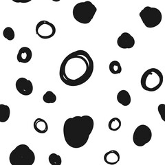 Doodle circles seamless pattern. Black dots texture background.