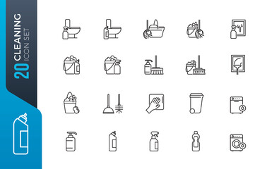 Fototapeta premium minimal cleaning icon set