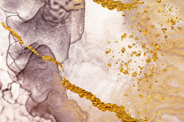 Tenderness in pastel colors. Unique creativity. Inspired by the Sky. Abstract painting with golden swirls. Popular trendy artistic design. Masterpiece of designing art, oriental paper texture.
