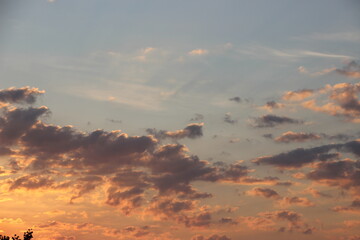 Fiery orange sunset sky. Beautiful sky