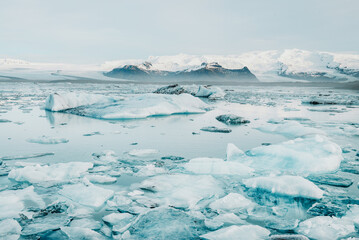 Iceberg at crystal black beach in south Iceland, Jokulsarlon Glacial Lagoon