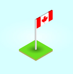 Isometric style flag of Canada. 3D effect, vector illustration, with 1000 step blend for gradient shadow effect. Editable, removable background.