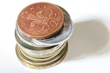 Close up of coins stack