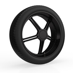 Obraz premium Car wheel isolated on white background. 3D rendering