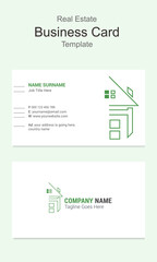 Minimal Real estate business card design with a simple house logo.