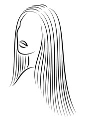 Straight beautiful girl hair. The lady is beautiful and stylish. Lamination and keratin hair straightening. Vector illustration.